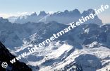 Vista delle cime dolomitiche circostanti dalla vetta del Sassopiatto (Foto: Volker).