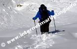 Attraverso la neve fresca verso il Rifugio dell’Alpe di Tires (2.440 m) nel Gruppo del Catinaccio (Foto: Volker).