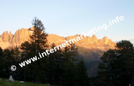 Alpenglühen in der Rosengartengruppe (Foto: Volker).