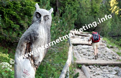 Sculture in legno lungo il Sentiero dei tronchi / (Itinerario dei tronchi) nel Parco Naturale Sciliar – Catinaccio (Foto: R. Jakubowski).