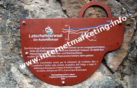 Hinweisschild mit Informationen über das Kulturdenkmal Latschander Waal (Foto: R. Jakubowski).